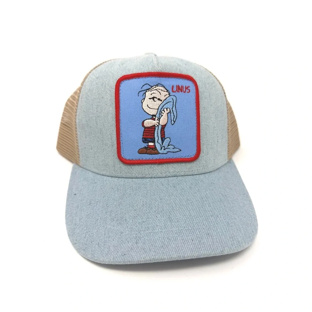Peter Grimm Trucker Hat Mens OSFM Blue New Peanuts Linus Denim Mesh Snapback Cap